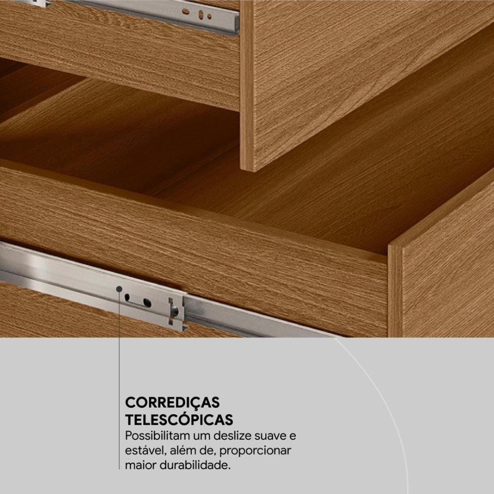 Guarda Roupa Casal 3 Portas Com Espelho E 4 Gavetas Dalila Amêndola Touch-off White - 7