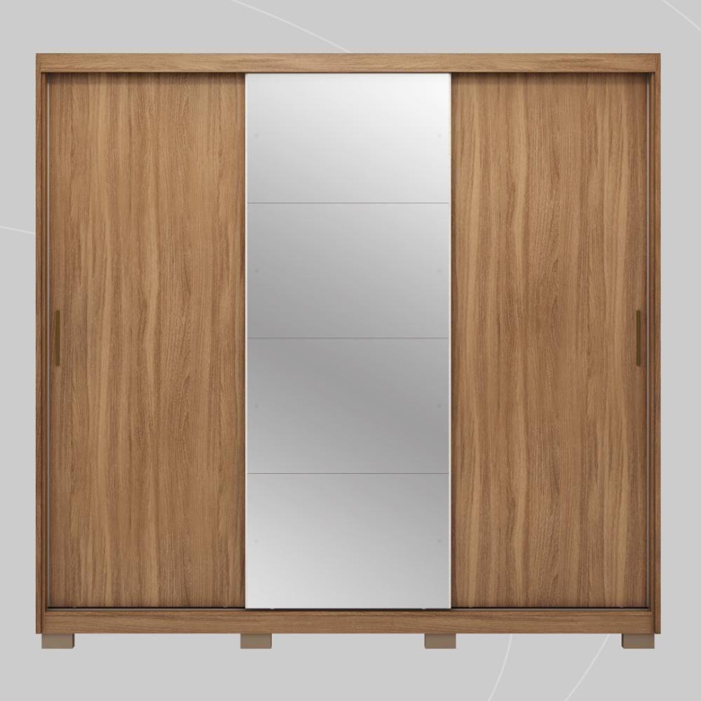 Guarda Roupa Casal 3 Portas Com Espelho E 4 Gavetas Dalila Amêndola Touch-off White - 8