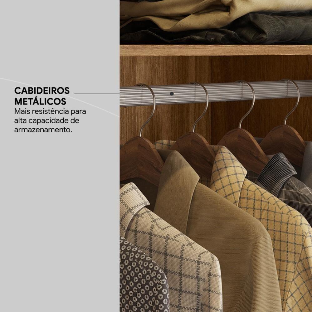 Guarda Roupa Casal 3 Portas Com Espelho E 4 Gavetas Dalila Amêndola Touch-off White - 10