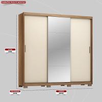 Guarda Roupa Casal 3 Portas Com Espelho E 4 Gavetas Dalila Amêndola Touch-off White - 2