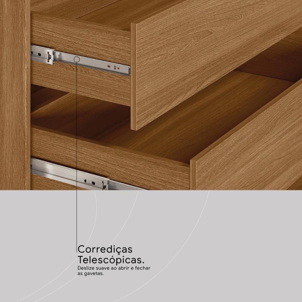 Guarda Roupa Casal 4 Portas E 3 Gavetas Attore Nogueira Touch Nogueira Touch - 7