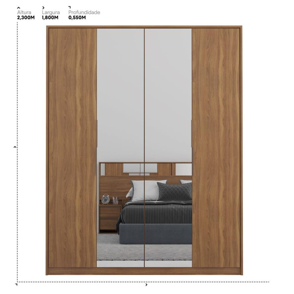 Guarda Roupa Casal 4 Portas Com Espelho E 3 Gavetas Attore Amêndola Touch Amêndola Touch - 2