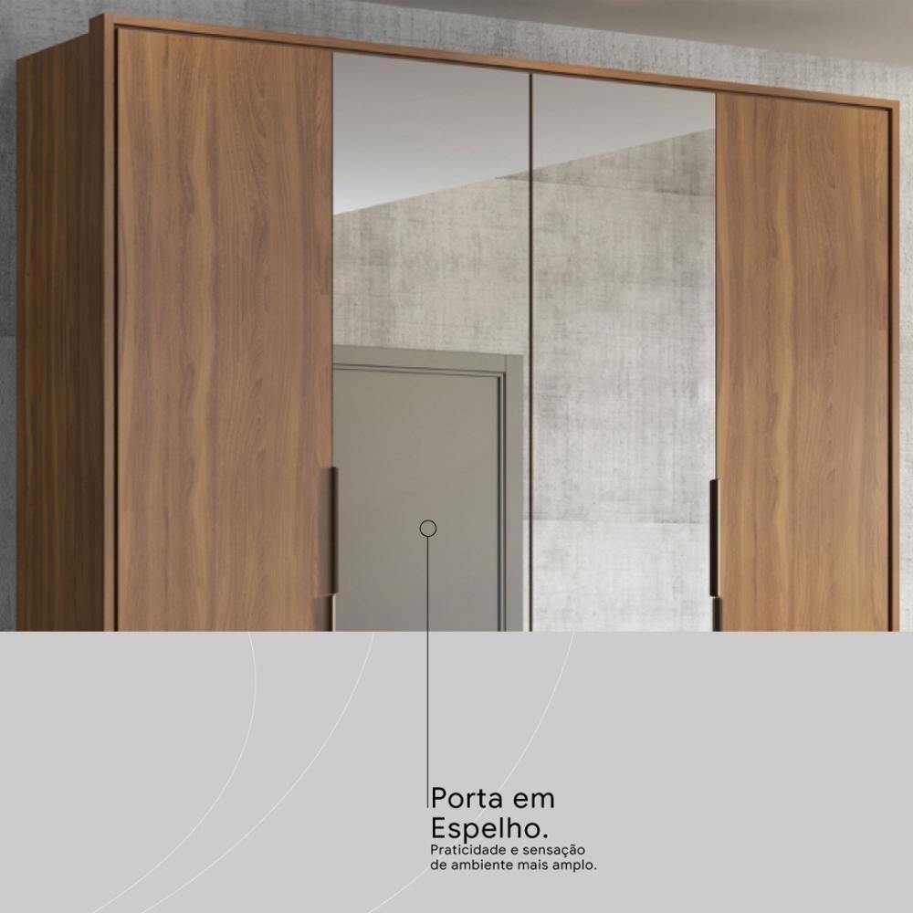 Guarda Roupa Casal 4 Portas Com Espelho E 3 Gavetas Attore Amêndola Touch Amêndola Touch - 5