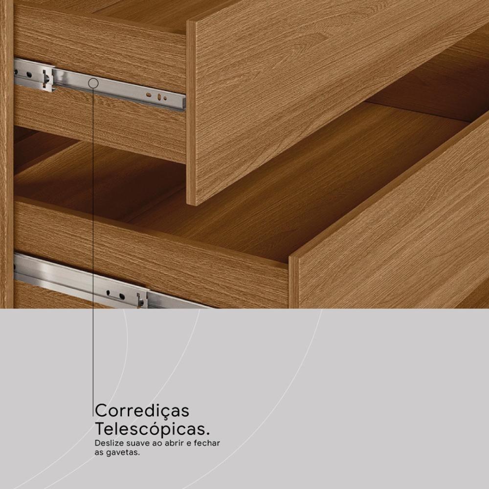 Guarda Roupa Casal 4 Portas Com Espelho E 3 Gavetas Attore Amêndola Touch Amêndola Touch - 6