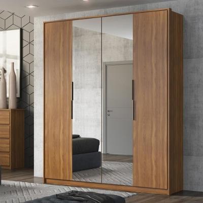 Guarda Roupa Casal 4 Portas Com Espelho E 3 Gavetas Attore Amêndola Touch Amêndola Touch