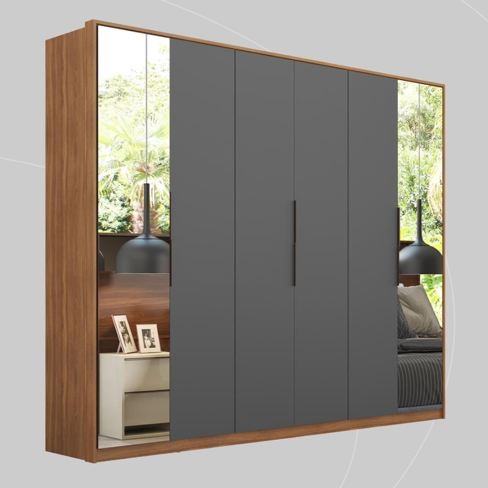 Guarda Roupa Casal 6 Portas Com Espelho E 6 Gavetas Atrice Amêndola-grafito - 10