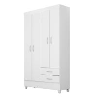 Guarda Roupa Solteiro 4 Portas E 2 Gavetas Toledo Branco-rosa-branco Branco - 10