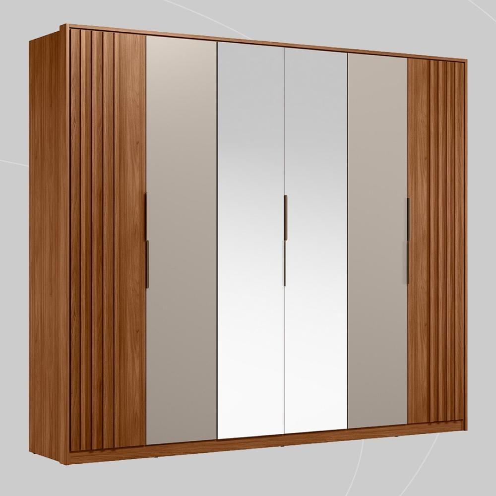 Guarda Roupa Casal 6 Portas Com Ripado E Com Espelho 6 Gavetas Atrice Nogueira-nude Prime Tx - 9
