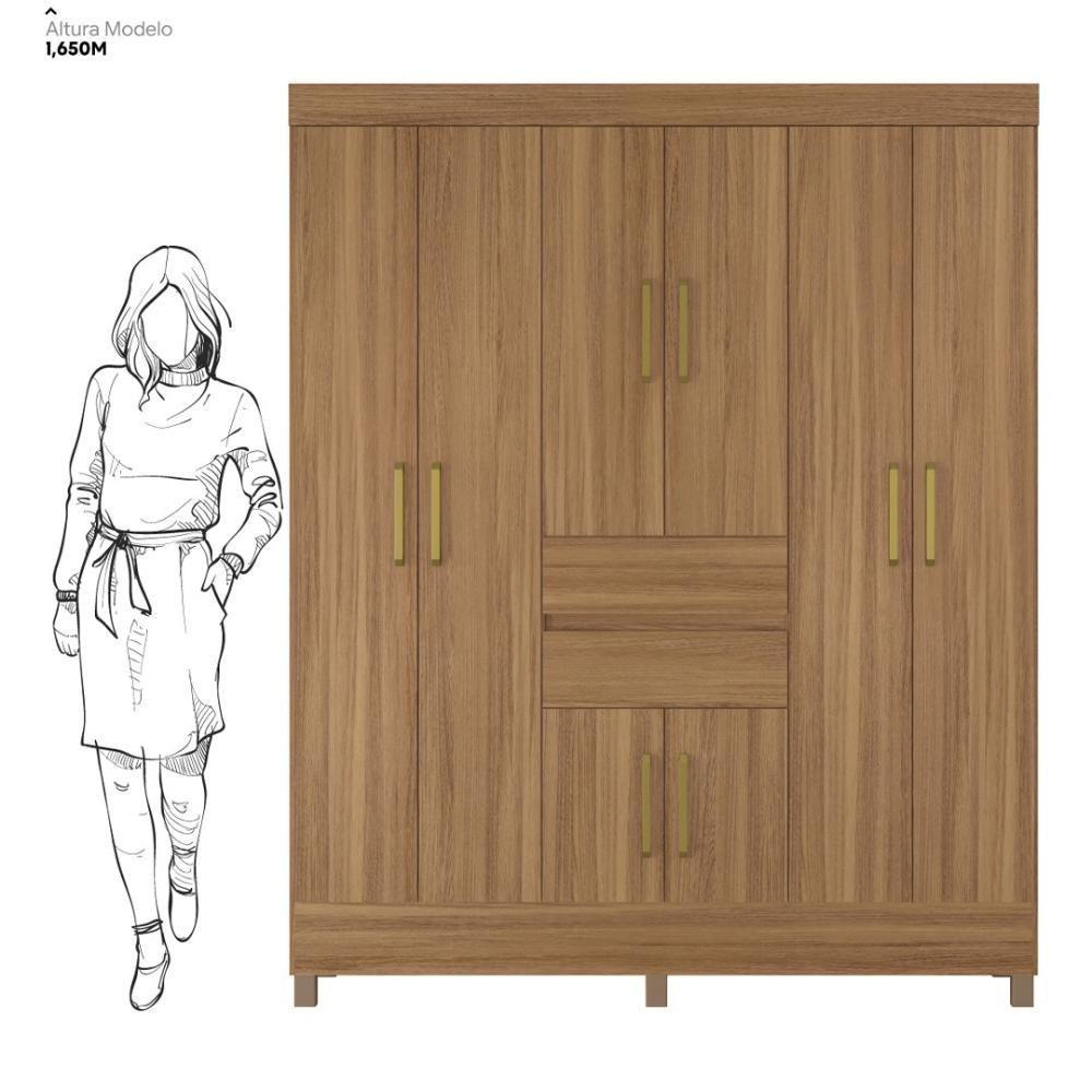 Guarda Roupa Casal 8 Portas E 2 Gavetas Paranaguá Amêndola Touch - 4