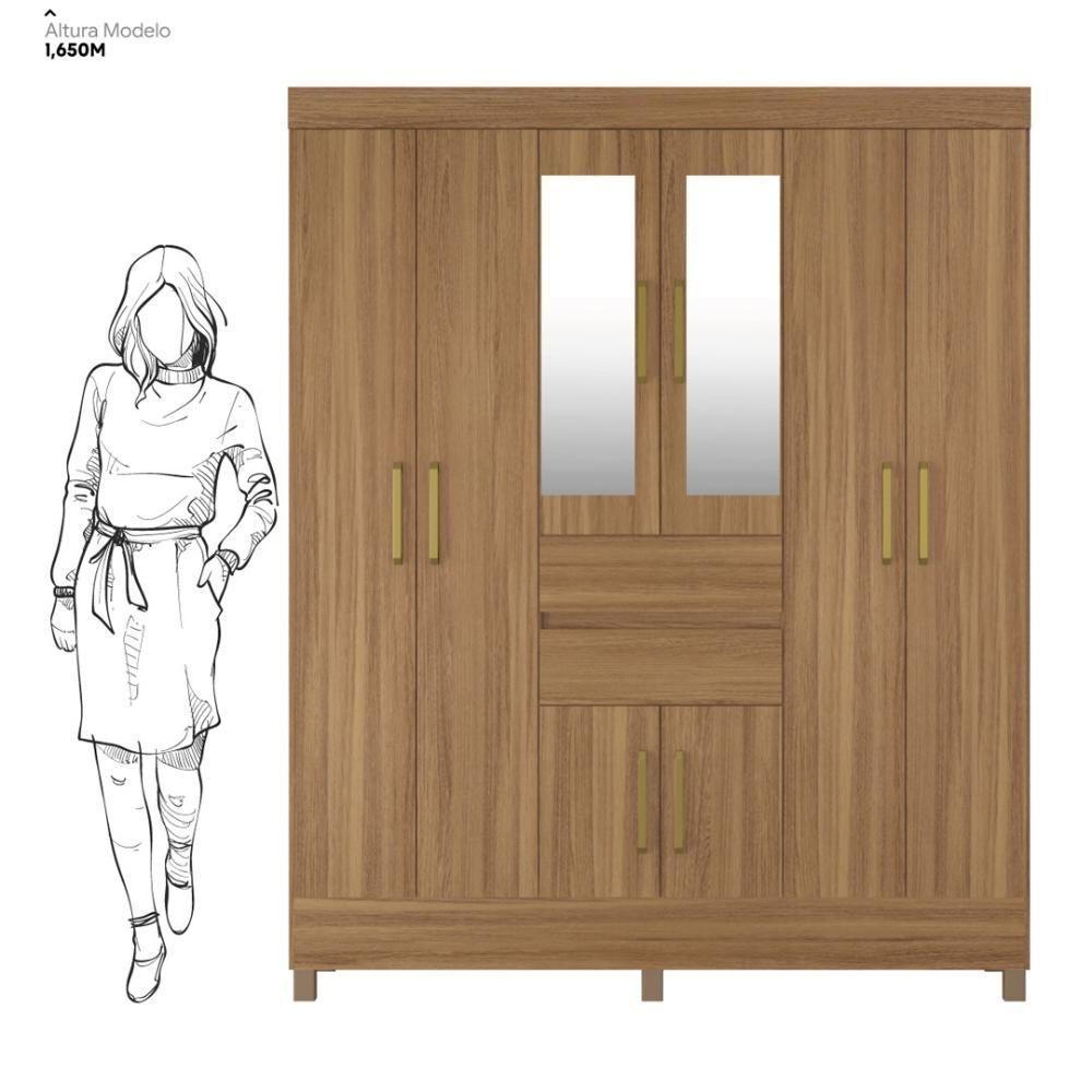 Guarda Roupa Casal 8 Portas Com Espelho E 2 Gavetas Paranaguá Amêndola Touch - 4