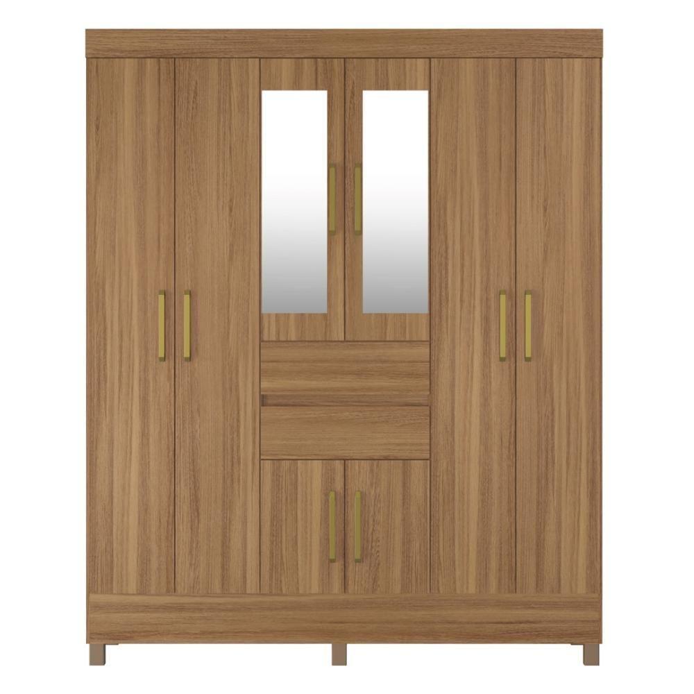 Guarda Roupa Casal 8 Portas Com Espelho E 2 Gavetas Paranaguá Amêndola Touch - 6