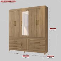 Guarda Roupa Casal 6 Portas Com Espelho E 4 Gavetas Guarujá Amêndola Touch Amêndola Touch - 2