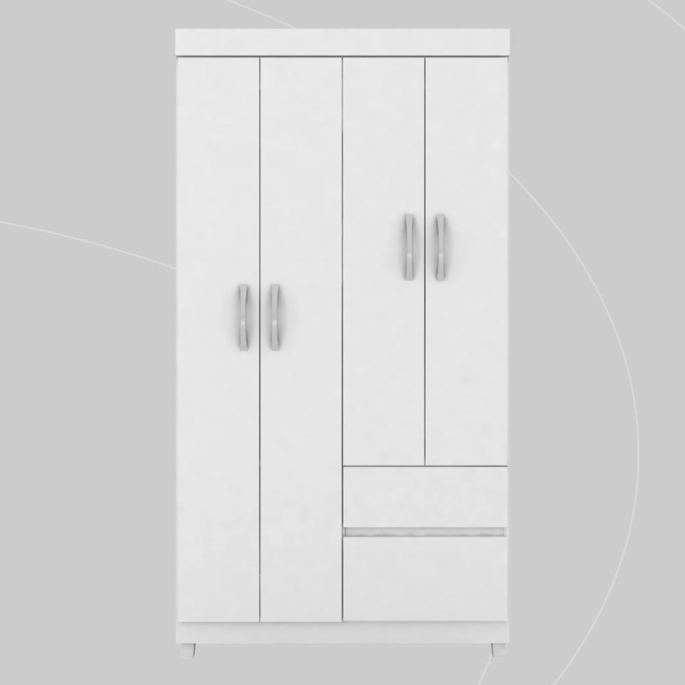 Guarda Roupa Solteiro 4 Portas E 2 Gavetas Almirante Branco-rosa-branco - 7