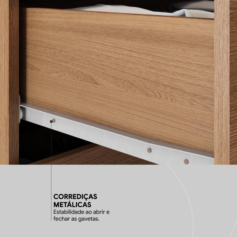 Guarda Roupa Solteiro 4 Portas E 2 Gavetas Almirante Amêndola Touch Amêndola Touch - 7