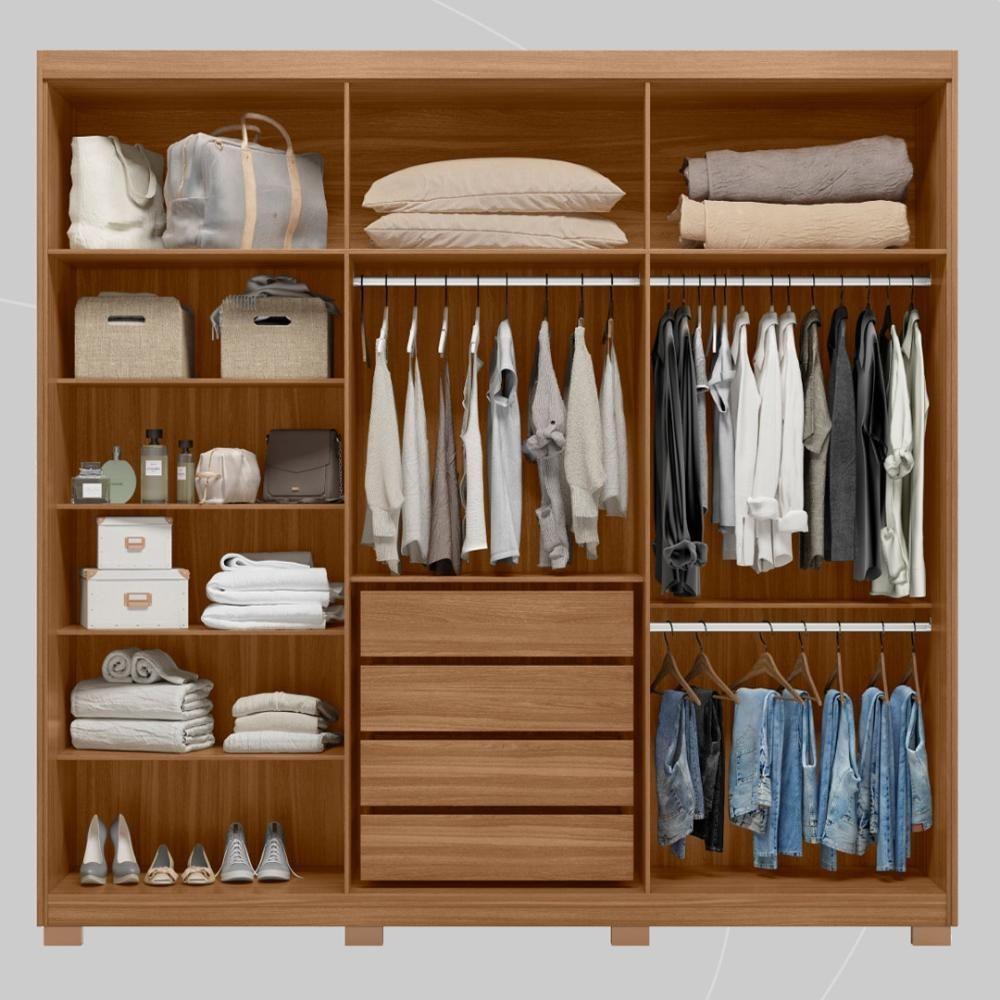 Guarda Roupa Casal 6 Portas E 4 Gavetas Venice Amêndola Touch-off White - 3