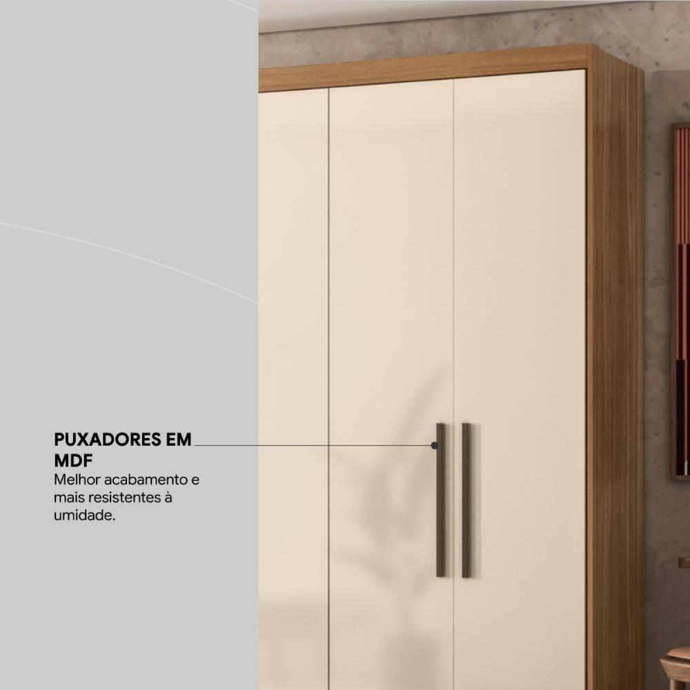 Guarda Roupa Casal 6 Portas E 4 Gavetas Venice Amêndola Touch-off White - 6