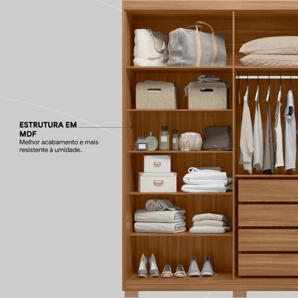 Guarda Roupa Casal 6 Portas E 4 Gavetas Venice Amêndola Touch-off White - 7