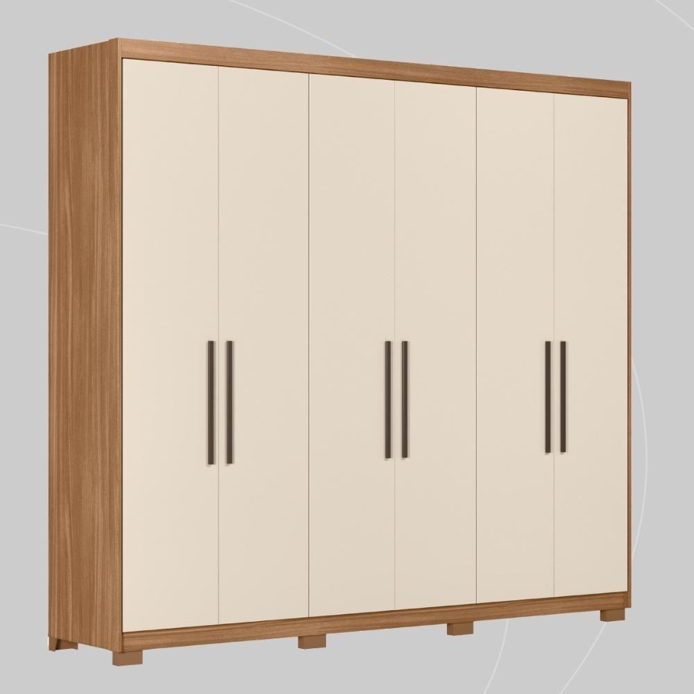 Guarda Roupa Casal 6 Portas E 4 Gavetas Venice Amêndola Touch-off White - 9