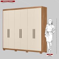 Guarda Roupa Casal 6 Portas E 4 Gavetas Venice Amêndola Touch-off White