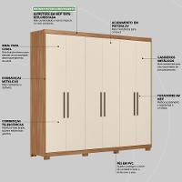 Guarda Roupa Casal 6 Portas E 4 Gavetas Venice Amêndola Touch-off White - 5
