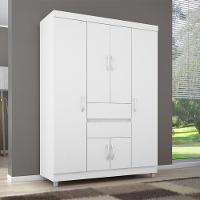 Guarda Roupa Solteiro 6 Portas E 2 Gavetas Ecom Ii Branco-rosa-branco Flex Branco - 1