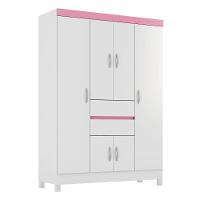Guarda Roupa Solteiro 6 Portas E 2 Gavetas Ecom Ii Branco-rosa-branco Flex Branco - 9
