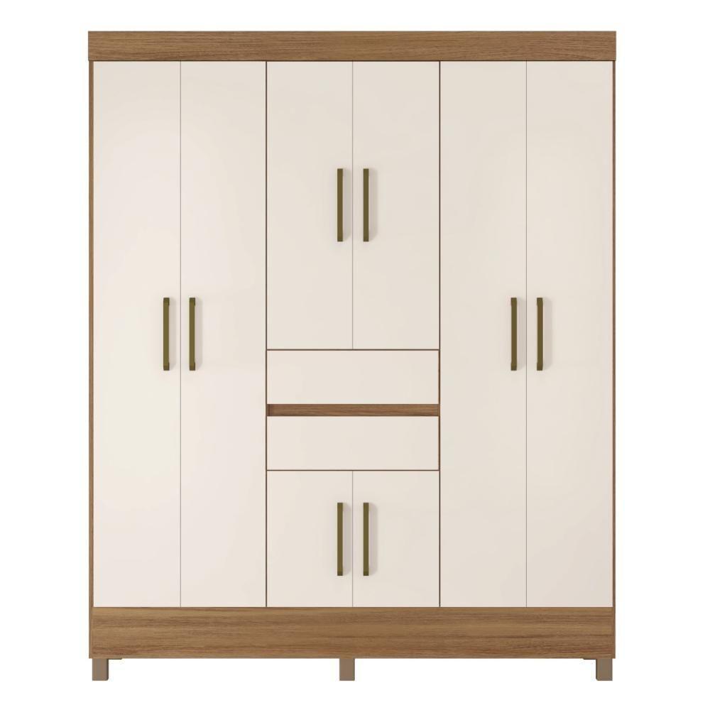 Guarda Roupa Casal 8 Portas E 2 Gavetas Paranaguá Amêndola Touch-off White - 6