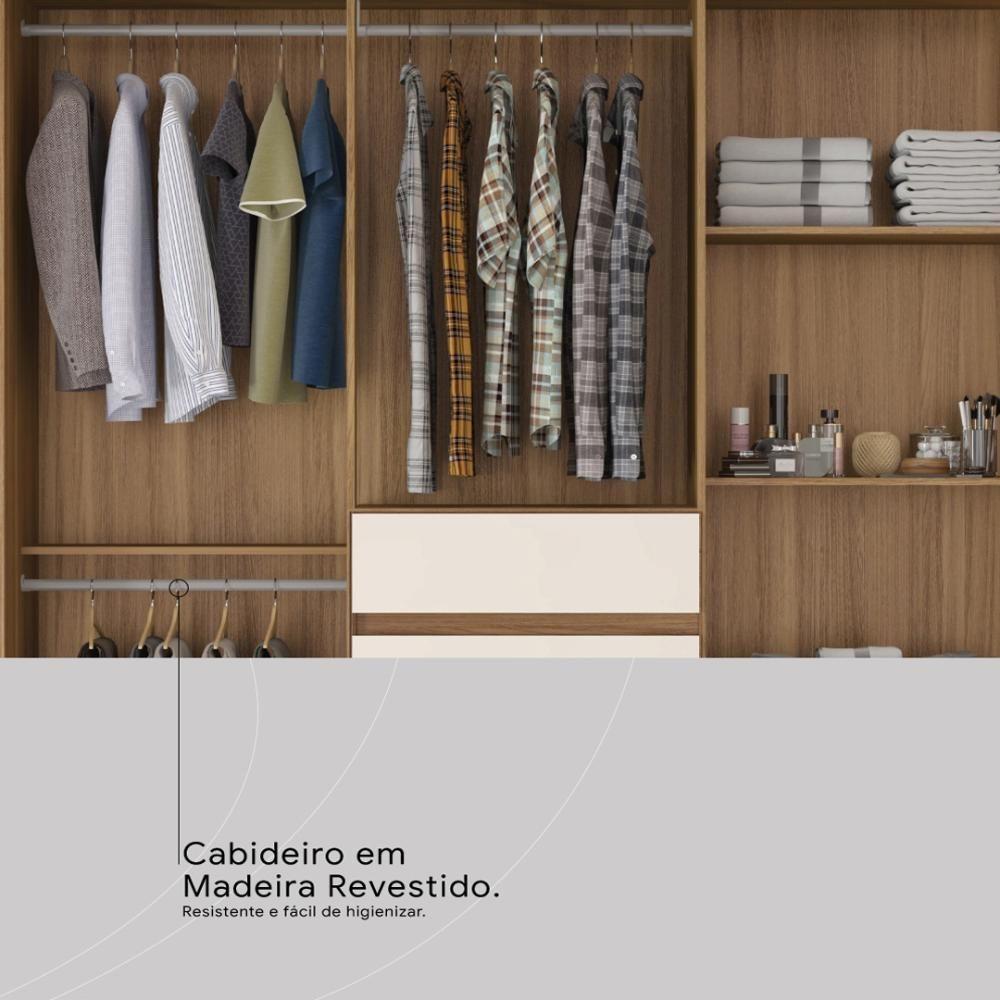 Guarda Roupa Casal 8 Portas E 2 Gavetas Paranaguá Amêndola Touch-off White - 8