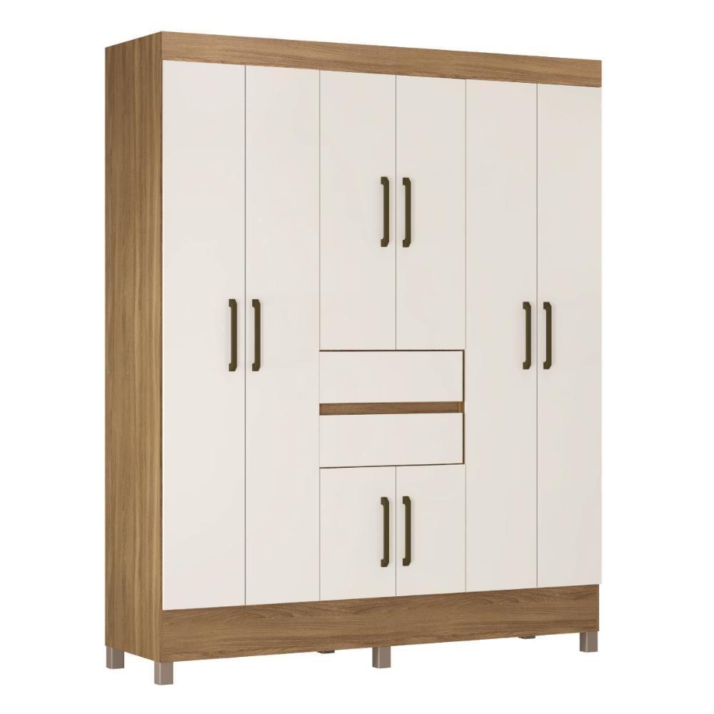 Guarda Roupa Casal 8 Portas E 2 Gavetas Paranaguá Amêndola Touch-off White - 10