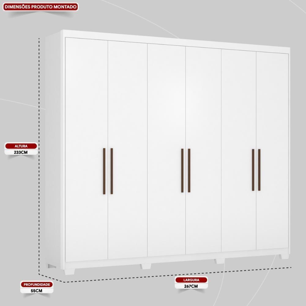 Guarda Roupa Casal 6 Portas E 3 Gavetas Sumatra Branco Branco - 2