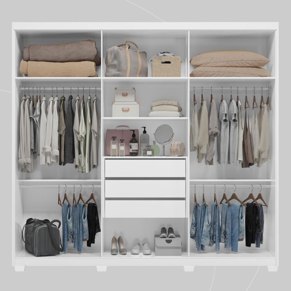Guarda Roupa Casal 6 Portas E 3 Gavetas Sumatra Branco Branco - 3
