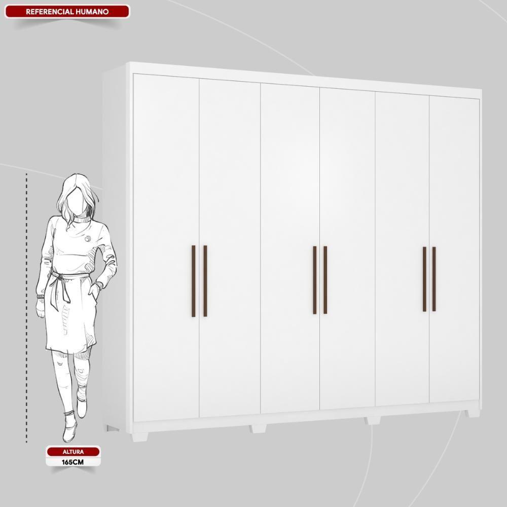 Guarda Roupa Casal 6 Portas E 3 Gavetas Sumatra Branco Branco - 4