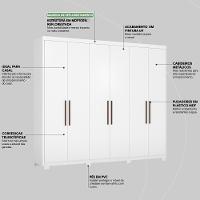 Guarda Roupa Casal 6 Portas E 3 Gavetas Sumatra Branco Branco - 5