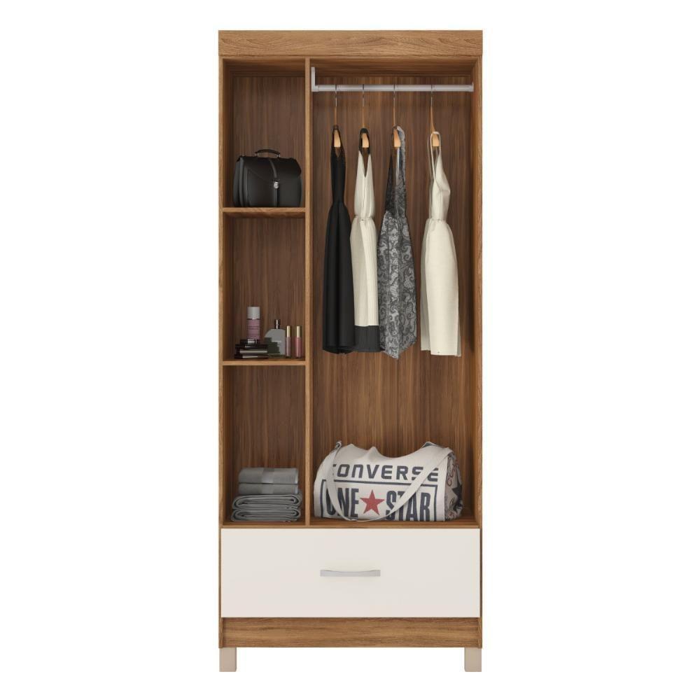Guarda Roupa Solteiro 3 Portas E 1 Gaveta Realeza Amêndola Touch-off White - 3