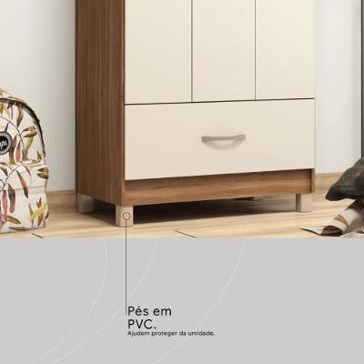 Guarda Roupa Solteiro Realeza 3 Portas de Bater 1 Gaveta Amêndola Touch-Off White