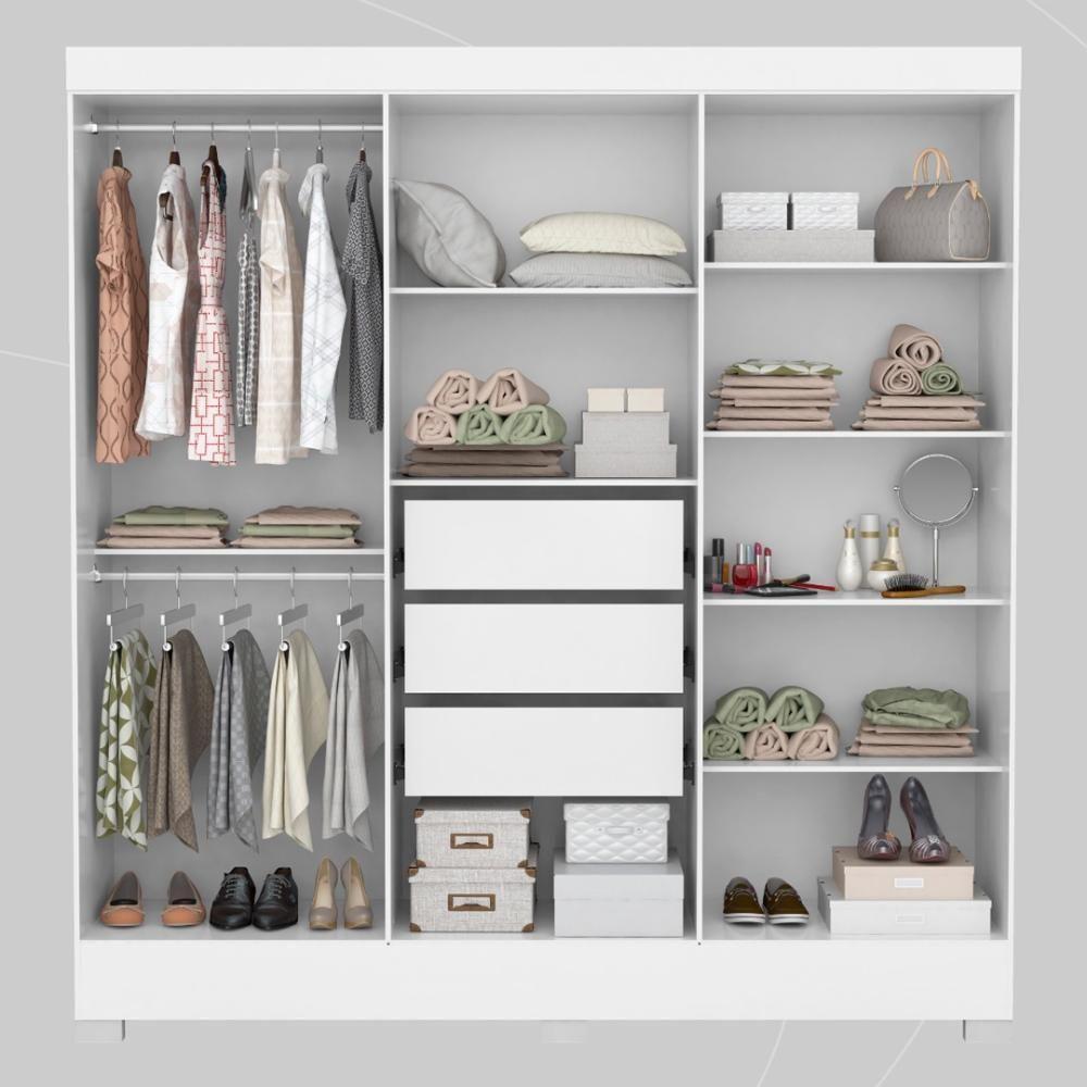 Guarda Roupa Casal 6 Portas E 3 Gavetas Prático Branco Branco - 3