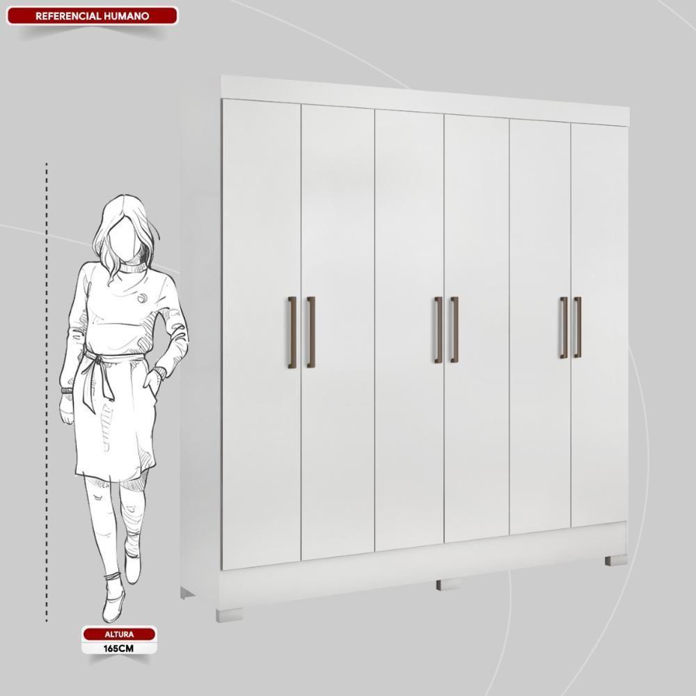 Guarda Roupa Casal 6 Portas E 3 Gavetas Prático Branco Branco - 4