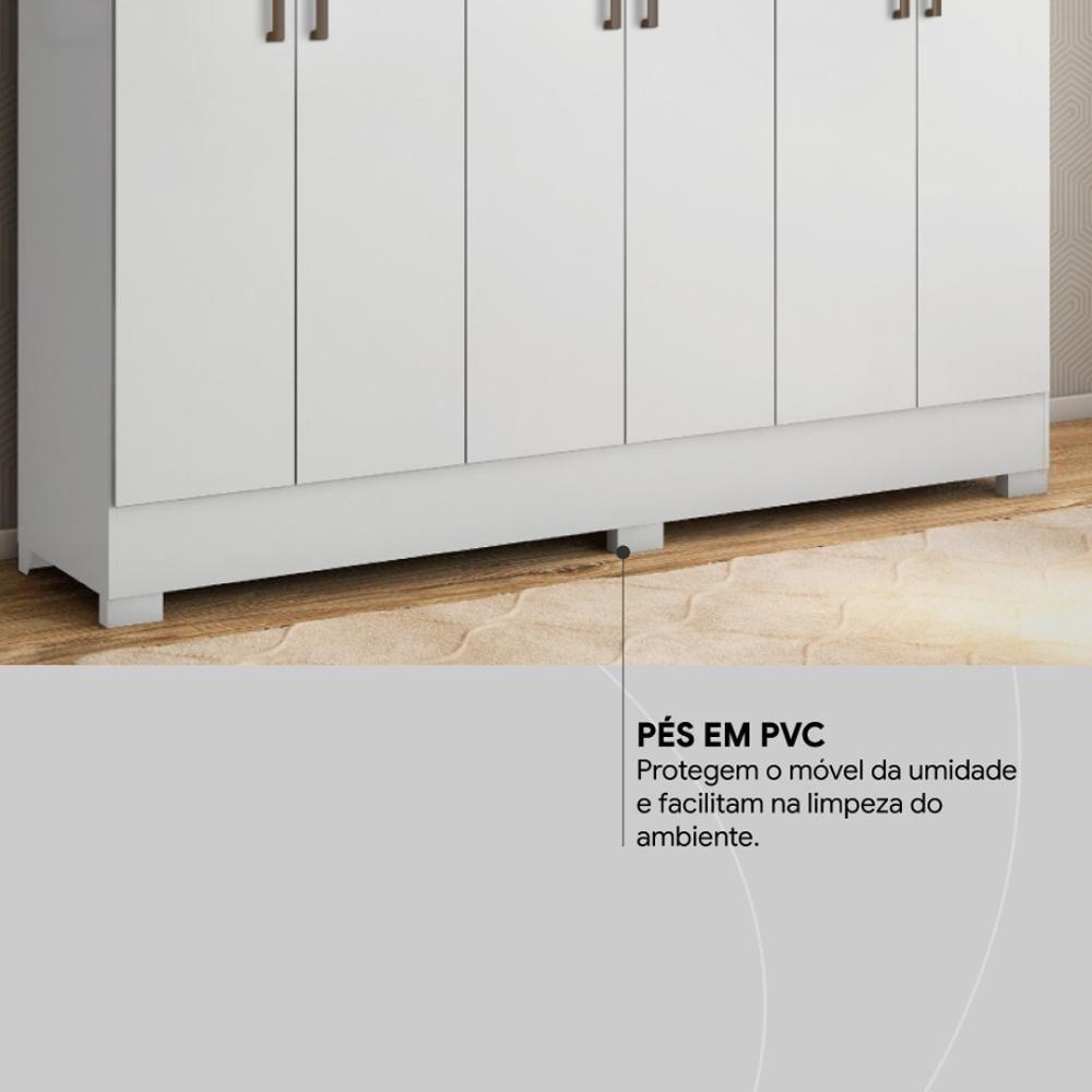 Guarda Roupa Casal 6 Portas E 3 Gavetas Prático Branco Branco - 8