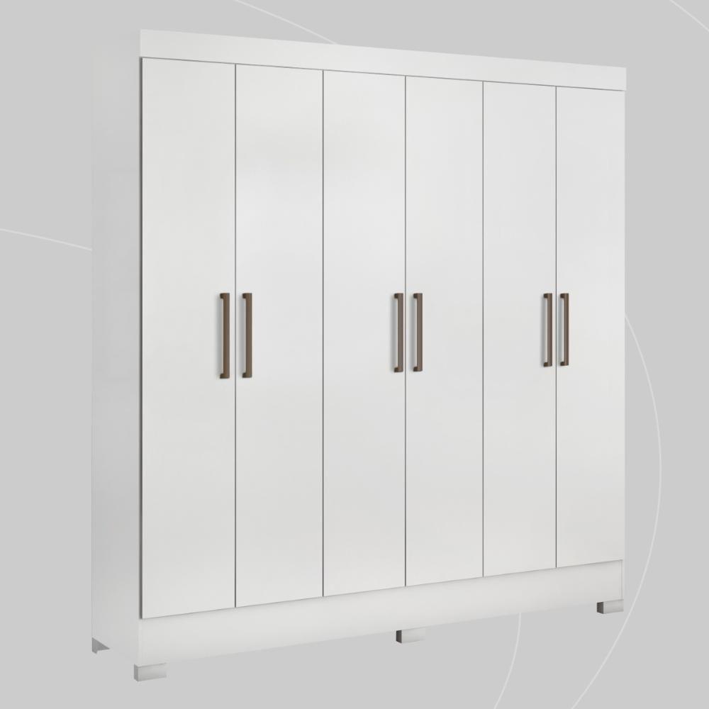 Guarda Roupa Casal 6 Portas E 3 Gavetas Prático Branco Branco - 10