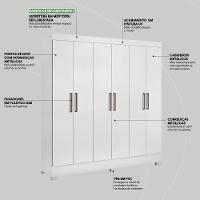 Guarda Roupa Casal 6 Portas E 3 Gavetas Prático Branco Branco - 5