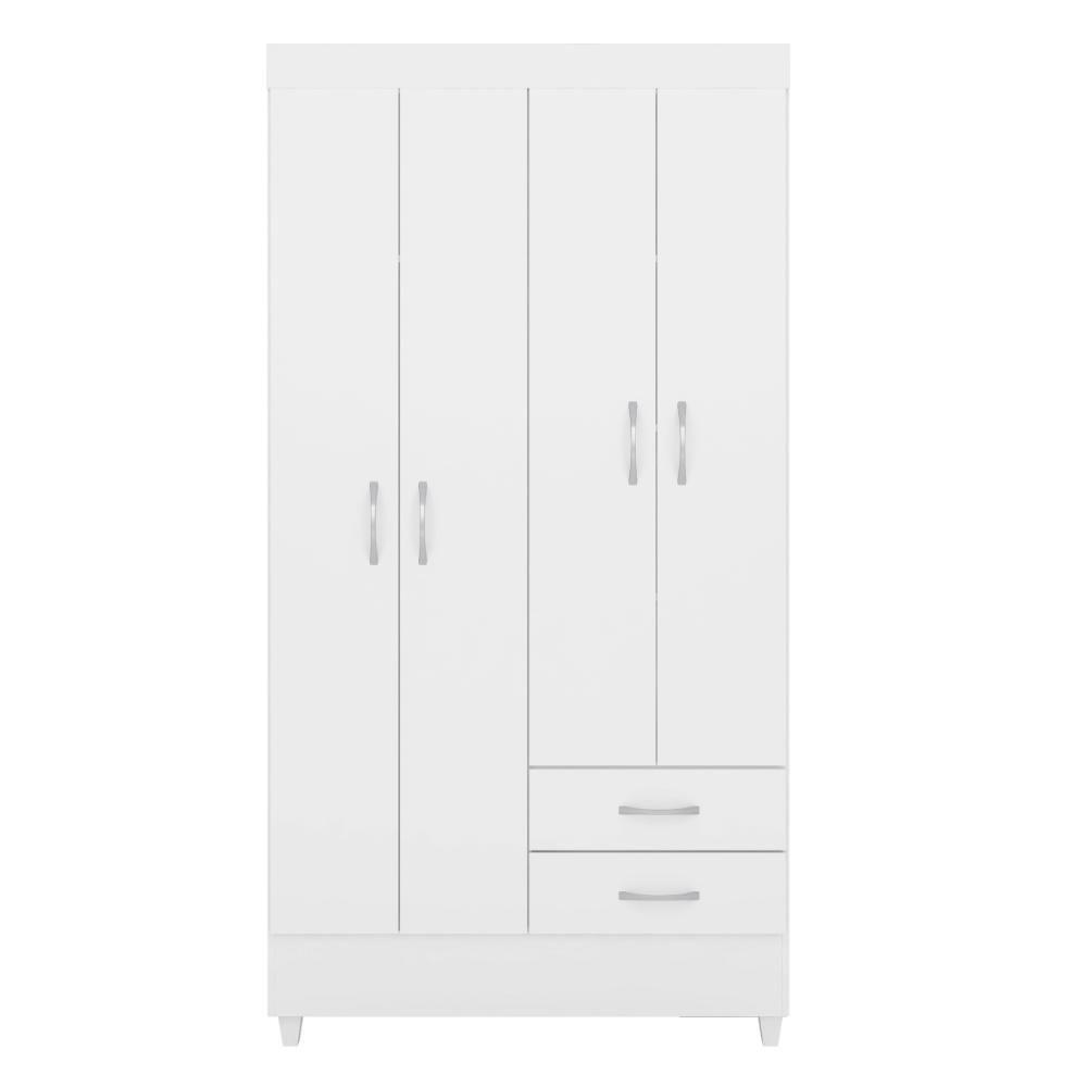 Guarda Roupa Solteiro 4 Portas E 2 Gavetas Toledo Branco-rosa-branco - 6