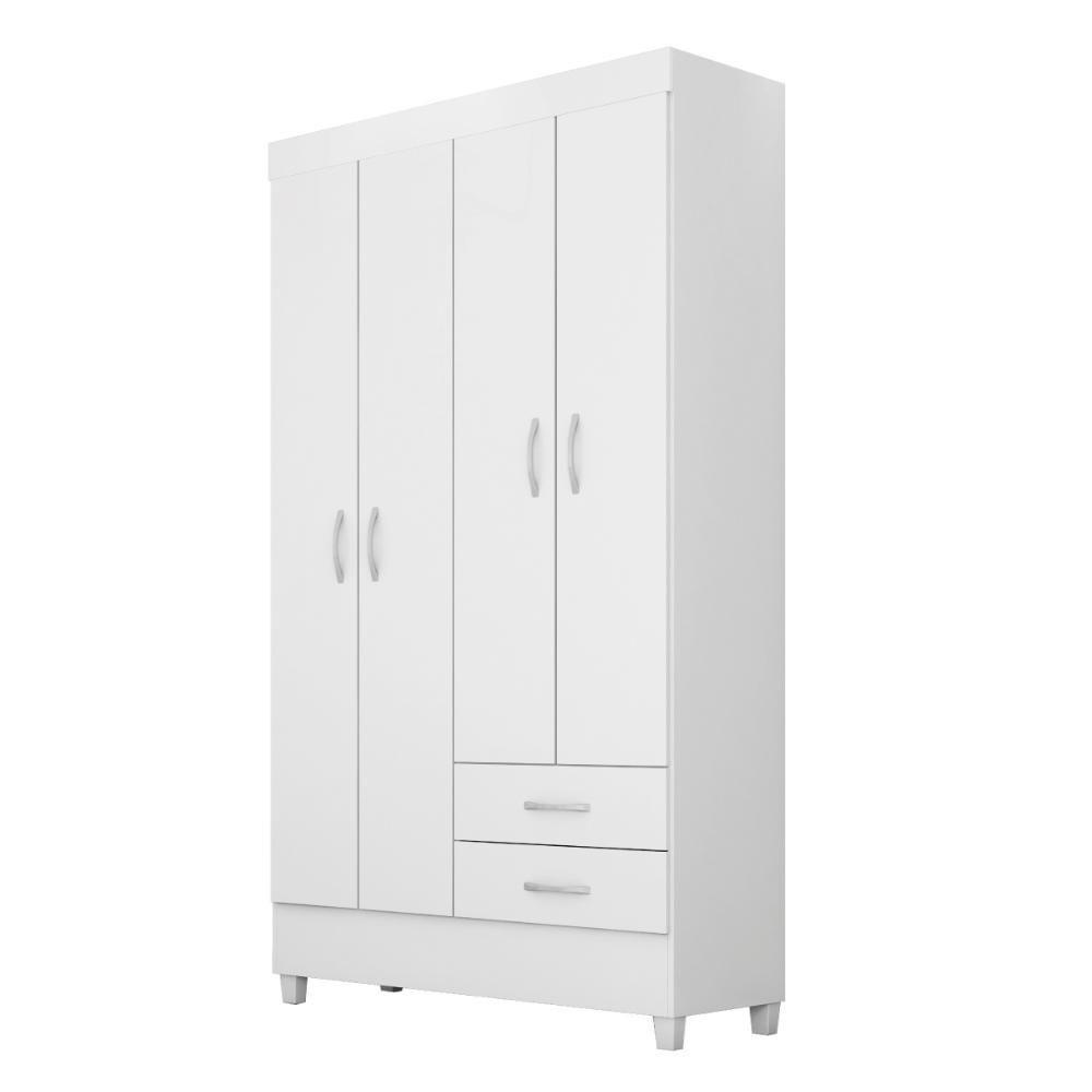 Guarda Roupa Solteiro 4 Portas E 2 Gavetas Toledo Branco-rosa-branco - 10