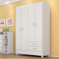 Guarda Roupa Solteiro 4 Portas E 2 Gavetas Toledo Branco-rosa-branco - 1
