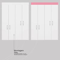 Guarda Roupa Solteiro 4 Portas E 2 Gavetas Toledo Branco-rosa-branco