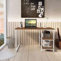 Escrivaninha De Notebook Office Star 120cm 2 Prateleiras Klm Branco Com Imbuia - 1