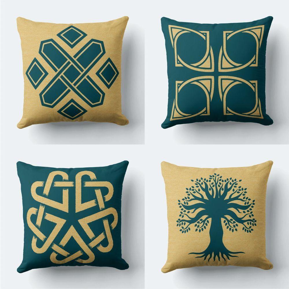 Kit 27035 4 Capas De Almofadas Decorativas Arvore Verde 45x45cm zíper - 1