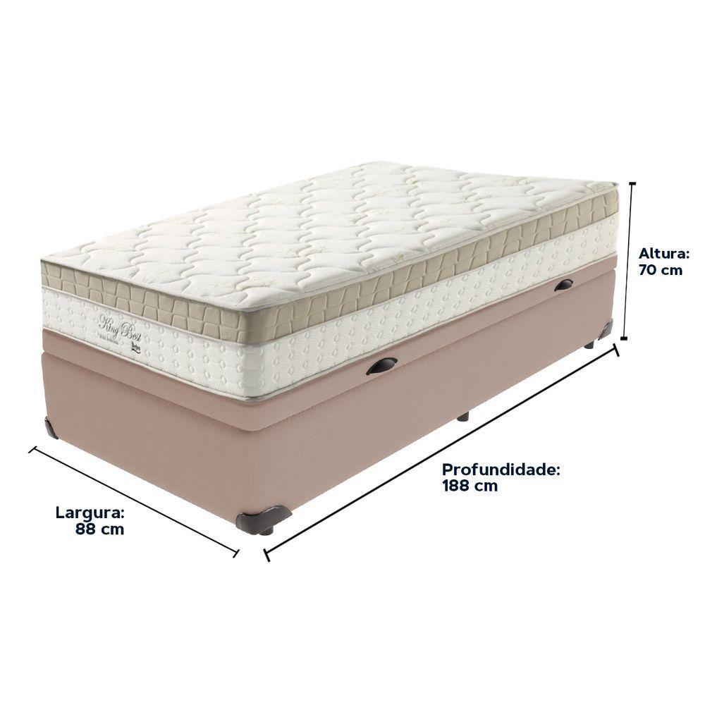Cama Box Baú Bege E Colchão King Best Molas Ensacadas Solteiro 88x188x33 Anjos - 6