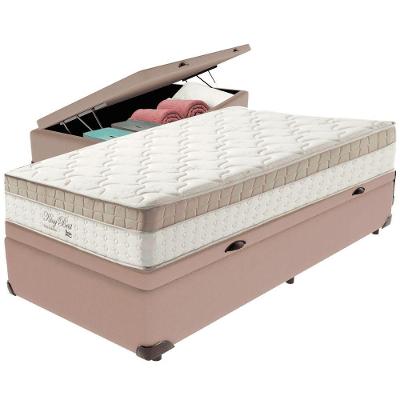 Cama Box Baú Bege E Colchão King Best Molas Ensacadas Solteiro 88x188x33 Anjos