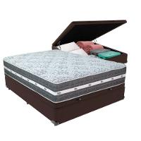Cama Box Baú Marrom E Colchão Black Graphite Molas Ensacadas Casal 138x188x27 Anjos - 1
