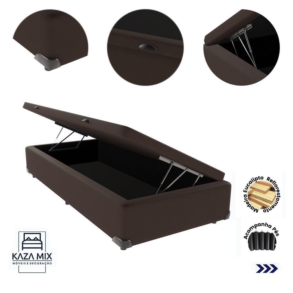 Cama Box Baú Solteiro 88x188 Marrom - 4